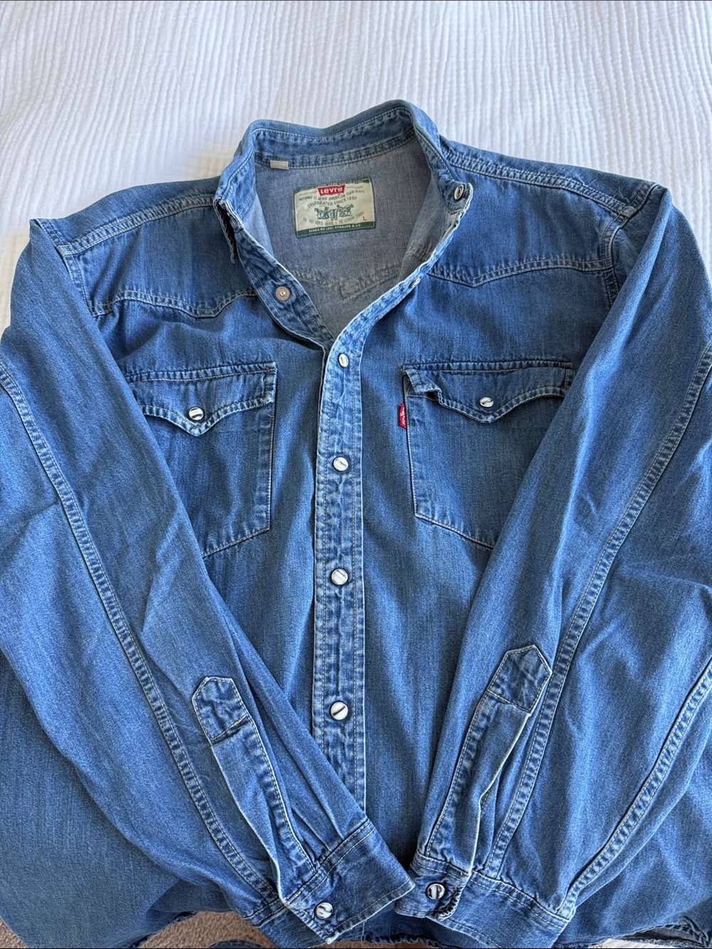 Levi's Men's Vintage Blue Denim Button-Front Western Shirt